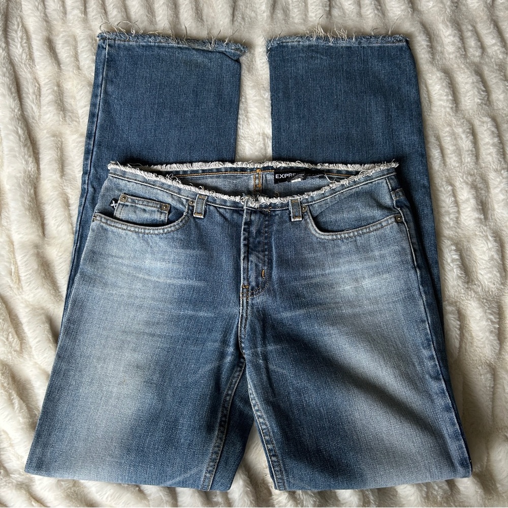 EXPRESS Jeans BOOTCUT Low Rise Med Wash No Waistband Vintage Y2K Size 5/6 L